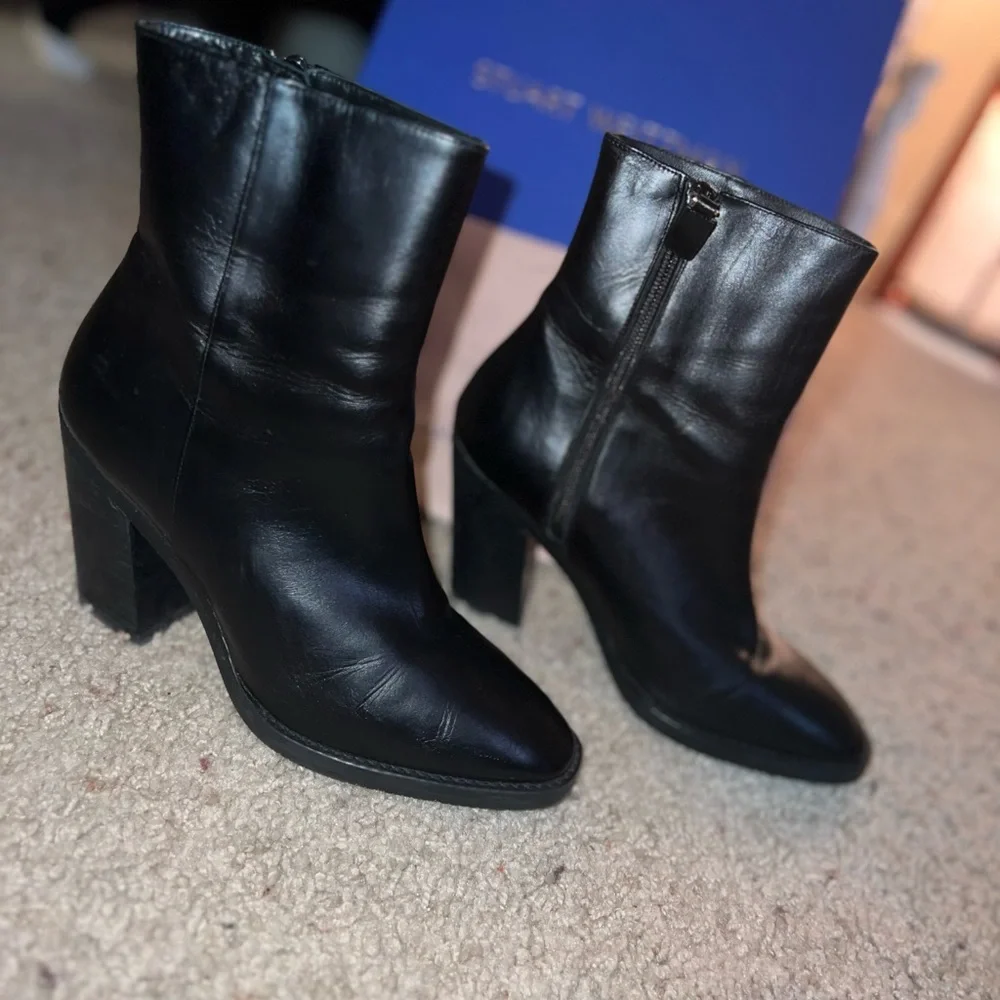 Stuart Weitzman Black Leather Booties - Picture 4 of 5